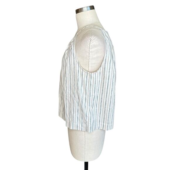 MADEWELL Striped Cutaway Tank Top Women's Size Large Cream Neutral Preppy - Picture 2 of 6
